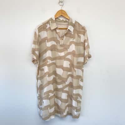 Tommy Icons Beige White Short Sleeve Mini Dress Size 40 