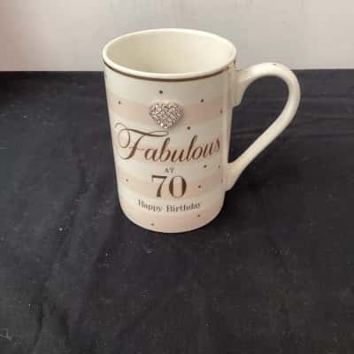 MAD DOTS  "Fabulous at 70" Happy Birthday mug