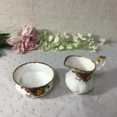 Vintage Royal Albert "Old Country Roses" Bone China Open Sugar Bowl & Milk Jug