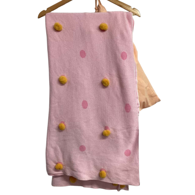 Kip&Co Throw Rug (with cute pom poms) 100% Cotton rug Wool Pom Poms