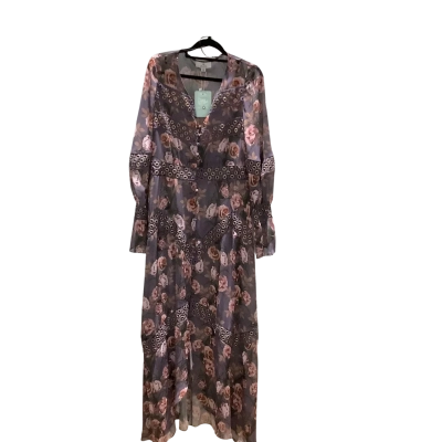 We Are Kindred Womens  Size 8.5 Sheer Maxi Dress Brown / Multicoloured  RRP $529