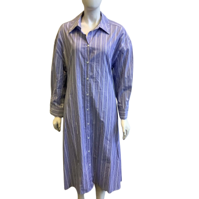BNWT COS Women's Size EUR 40 Long Sleeve Maxi Shirt Dress Blue & White Striped 