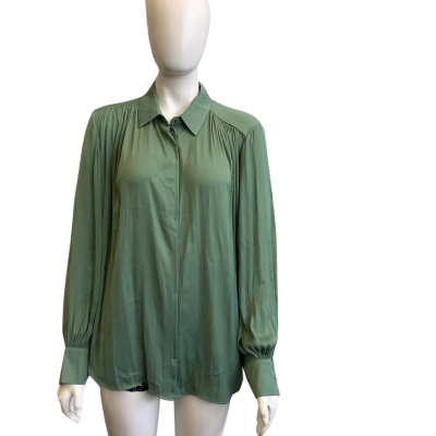BNWT Witchery Women's Size 14 Gathered Yoke Blouse Green