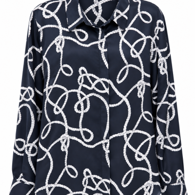 NWT Liz Jordan Navy Rope Print Shirt – Size 18