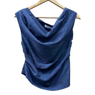 Sovere Studio Navy Asymmetrical Off-Shoulder Top Size 8