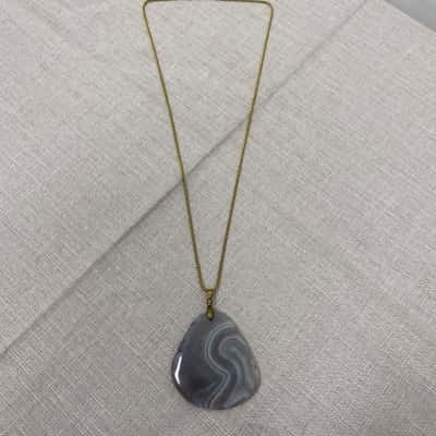 18KGP Marked Women's Necklace With Stone Pendant