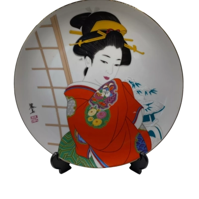 Vintage Japanese  Geisha porcelain plate