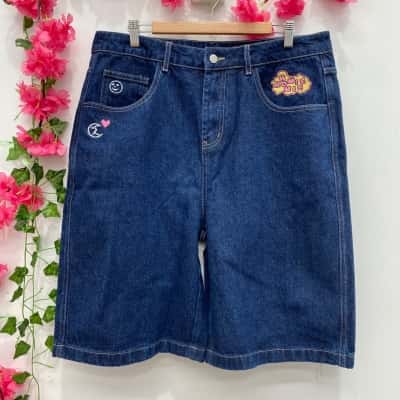 HoMie Womens Denim Shorts Size L Navy Blue 