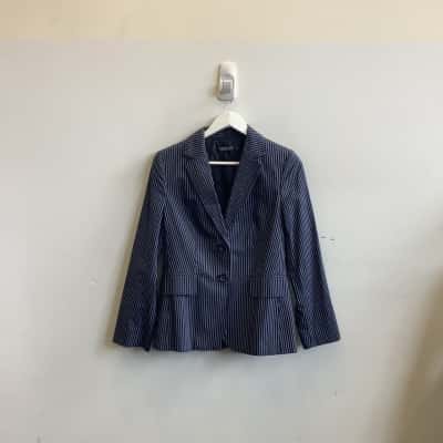 Sportscraft Womens Size 10 Blazer Navy Blue Pinstriped