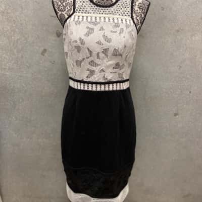 Seduce Womens  Size 10 Bodycon Dress Black  / White 