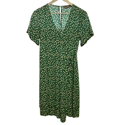 Sussan Womens  Size 8 Casual Dress Green / Pattern / White 