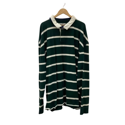 Raging Bull Mens  Size XXXXL Rugby Top Cream / Green / Striped 