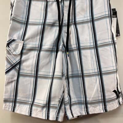 Hurley Mens  Size 14 Cargo Shorts Black  / Blue / White 