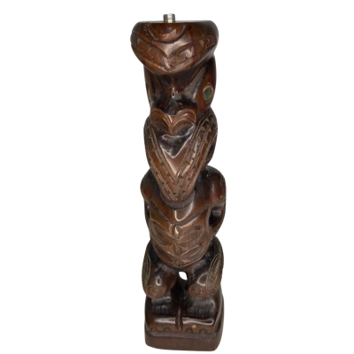 Vintage Carved Wood Statue Maori New Zealand 
