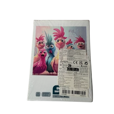 Unique Shape Wooden Jigsaw Puzzle with Cartoon Chickens (new)