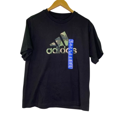 Adidas Mens  Size L Short Sleeve T-shirt Black  / Green 