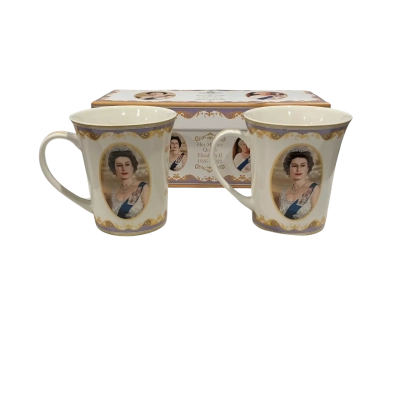 Royal Heritage Her Majesty Queen Elizabeth II Set of 2 Mugs