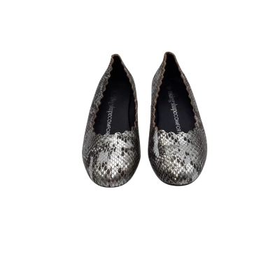Taking Shape Womens  Size 38 Ballet Flats Silver Black Snakeskin Look