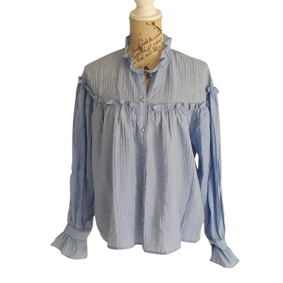Y.A.S. Womens  Size M Button Up Top Light Blue BNWT