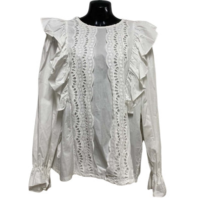Womens Button Down Frill Top, Size 10