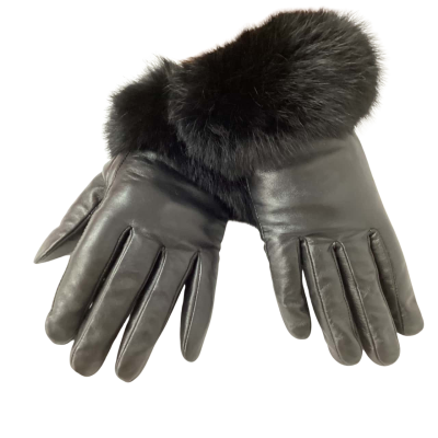 Feldur  Iceland Fur Trim Leather  Size 8 Gloves Black  