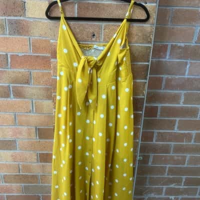 Lorraine Womens  Size 14 Midi Dress Polka Dot / Yellow 