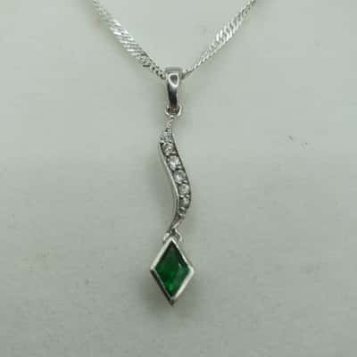  Womens Necklace Green / Silver 925
