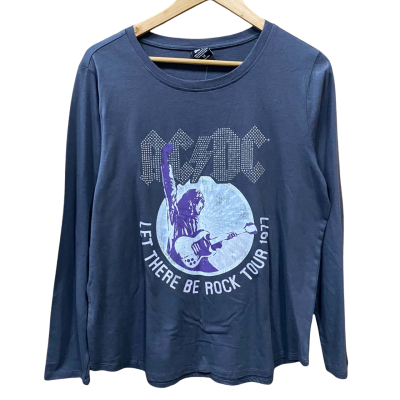 AC/DC Grey Rhinestone Tour Top Size 14