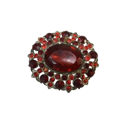  Vintage Red Patterned Brooch Approx 4.5 x 5 cm