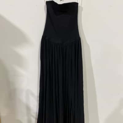 Meshki Maureen Cotton Shirring Maxi Dress  Size M Black  