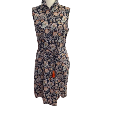 Sportscraft Womens  Size 10 Casual Dress / Shift Dress / Shirt Dress / Sleeveless Dress  Multicoloured / Navy Blue 