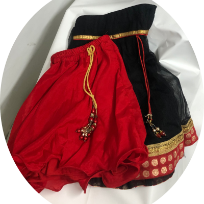 Girls  Size 7 (18) Indian Skirts Black  / Red Set of Two