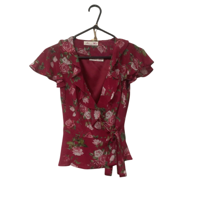 Womens Alannah Hill Size 8 Red Floral Blouse With Slip