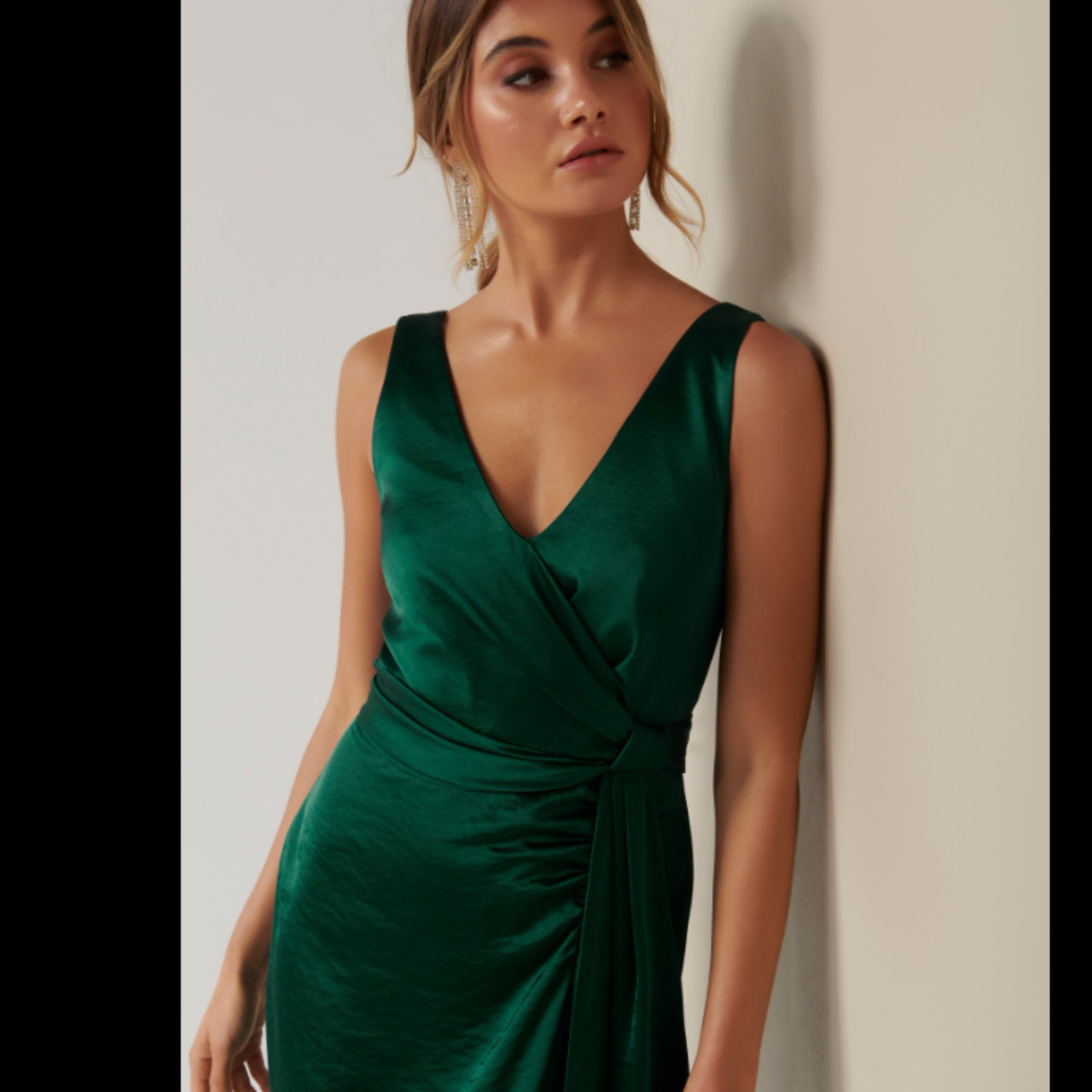 green emerald velvet dress Satin Maxi Dress