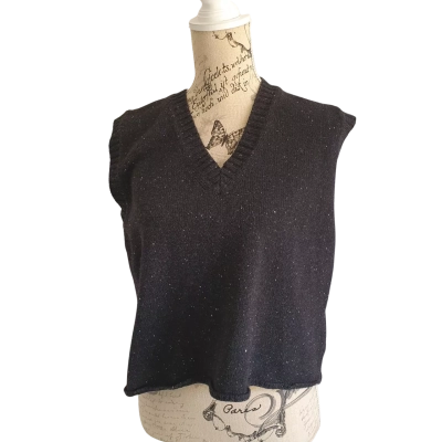 Picnic Womens  Size L / M Sweater Vest Black/Charcoal  BNWT