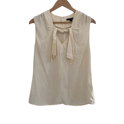 Saba Womens Silk Size 12 Short Sleeve Top Cream 