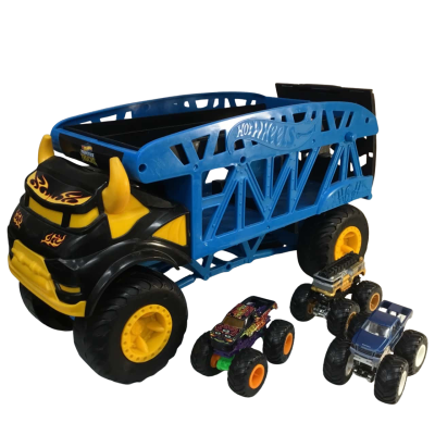 Monster Truck Hauler and 3 Monster Trucks as pictured