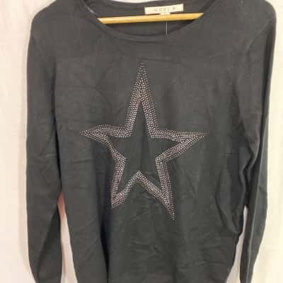 BNWT Noni B Womens Black & Silver Top Size S 