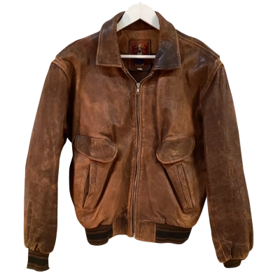 High Class Clothing Mens Size M Leather Jacket Brown 