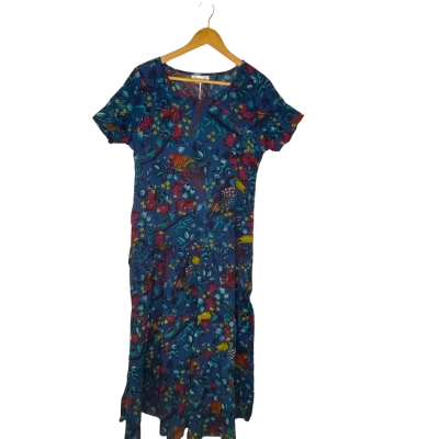 Victoria Hill Womens  Size 12 Midi Dress Blue / Floral / Multicoloured 