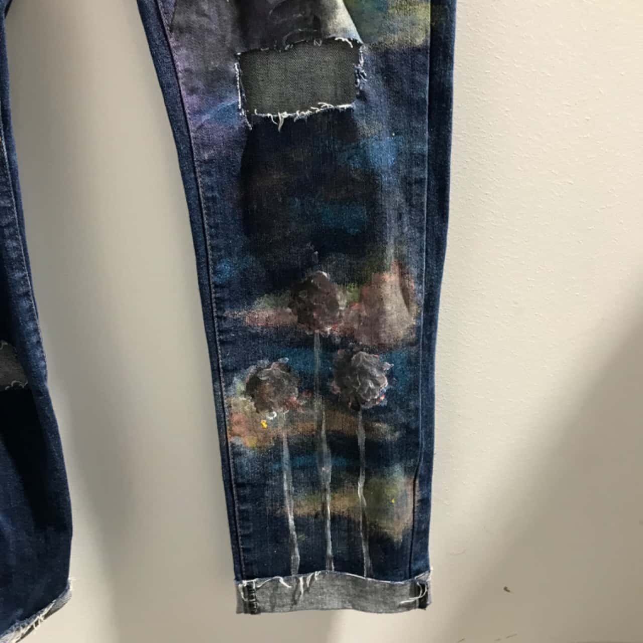 Katies Womens Size 12 Straight Jeans Navy Blue with Totoro Japanese