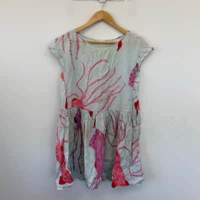 Gorman Gorman Light Blue Pink Short SLeeve Mini Dress  Size S 