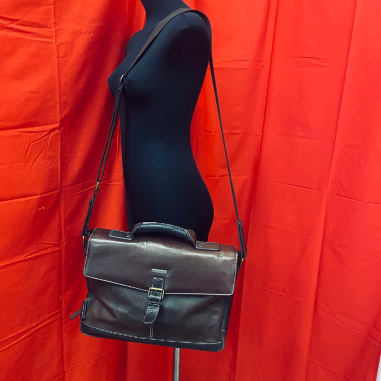 Enzo Rossi Unisex Brown Leather Soft Briefcase (s)