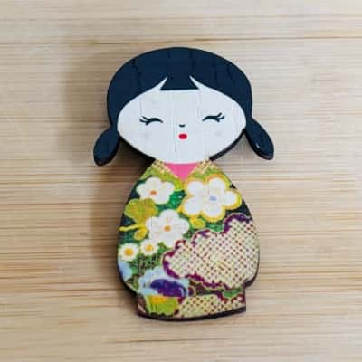Japanese Doll Brooch 