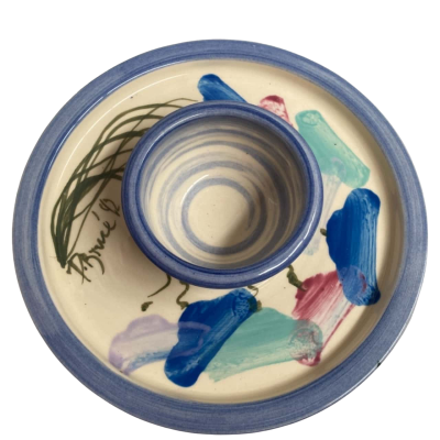 Hand painted dip and plate platter