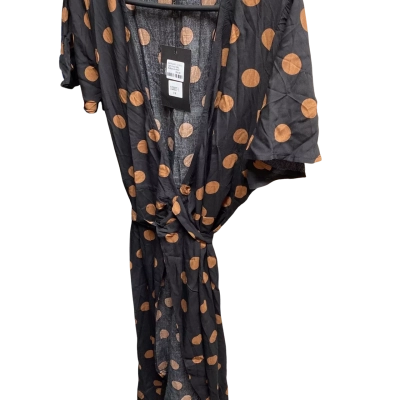 Womens  Size 18 Wrap Dress Black  / Brown / Polka Dot 