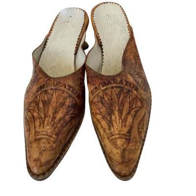 No Brand Womens AUS Size 8 Kitten Heel Mules Brown 