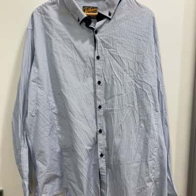 Johnny Bigg Mens  Size 4XL Long Sleeve Shirt Black  / Blue / White 