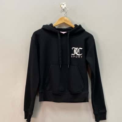 Juicy Couture Sport Womens  Size XS Cropped Hoodie Black  / White 