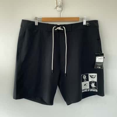 RVCA Black No Evil Trunk Mid Length Shorts Size  38 